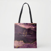 Tote Bag Agate Marbre Monogramme Bourgogne Parties scintill (Devant)