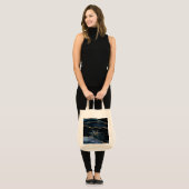 Tote Bag Agate Marine Blue Gold Gemstone Marble Nom du mono (Devant (modèle))