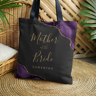 Tote Bag Agate Or Doré Violet Mère de la Mariée Sombre