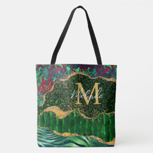 Tote Bag Agate Poster de animal Safari vert