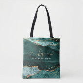 Tote Bag Agate Turquoise Turquoise Monogramme Parties scint (Devant)