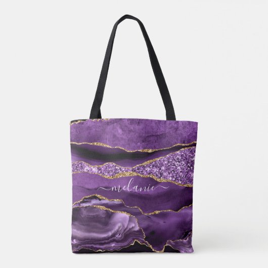 Tote Bag Agate Violet violet or Parties scintillant Géode N (Dos)