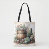Tote Bag Agencement Rustique de Succulentes et de Cactus (Devant)