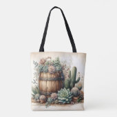 Tote Bag Agencement Rustique de Succulentes et de Cactus (Dos)