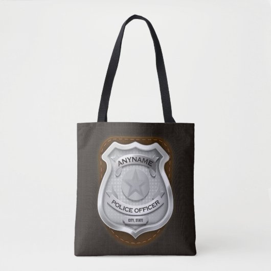 Tote Bag Agent de police personnalisé Sheriff Cop NAME Badg (Devant)
