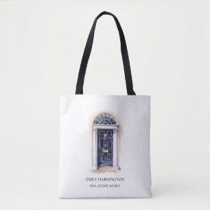 Tote Bag Agent immobilier logo aquarelle porte Navy