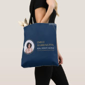 Tote Bag Agent immobilier Navy lignes fines (De près)