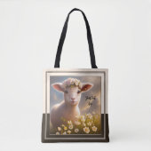 Tote Bag Agneau en ressort avec fleurs (Devant)