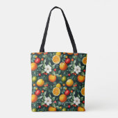 Tote Bag Agrumes et fleurs blanches vibrantes avec initiale (Dos)