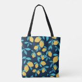 Tote Bag Agrumes simples : citrons sur le bleu. (Dos)