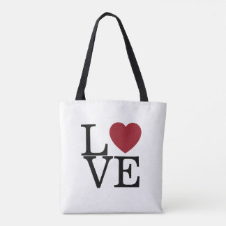 Tote Bag Ahava (amour) rouge avec anglais & cœur