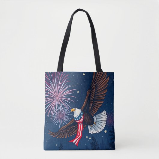 Tote Bag Aigle à bald volant avec les États-Unis Écharpe à (Devant)