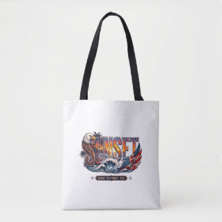 Tote Bag Aigle américain vintage & Drapeau "COUCHER DE SOLE