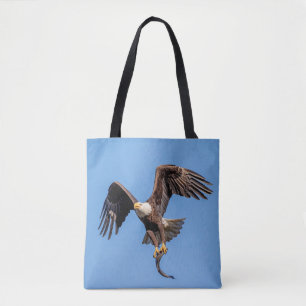 Tote Bag Aigle Bald avec un poisson