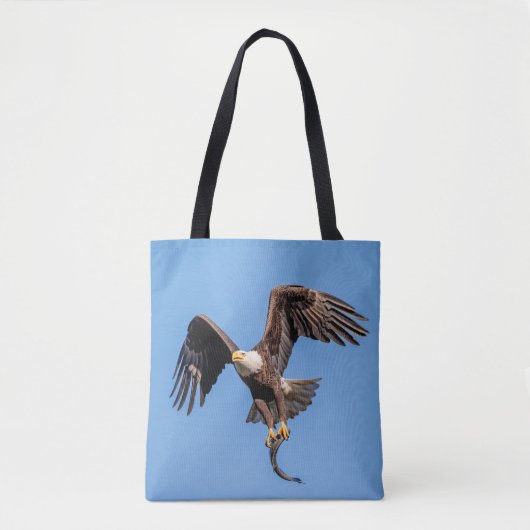 Tote Bag Aigle Bald avec un poisson (Devant)