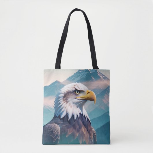 Tote Bag Aigle Bald Double exposition Nature animale Wilder (Devant)