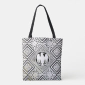 TOTE BAG AIGLE ROMAIN BLANC NOIR AVEC MOTIFS DE MASQUE (Dos)