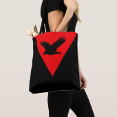 Tote Bag Aigle volant élégant sur noir et rouge (De près)