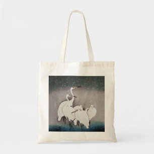 Tote Bag Aigrettes de Koson dans la neige : vintage japonai