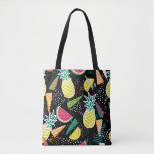 Tote Bag Aiguille de pastèque : Motif géométrique sans fil