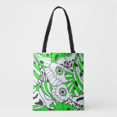Tote Bag Aile à papillon noir blanc vert Abstrait (Devant)