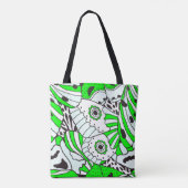 Tote Bag Aile à papillon noir blanc vert Abstrait (Dos)