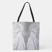 Tote Bag AILES ANGEL Initiales Mariages Élégant gris (Devant)