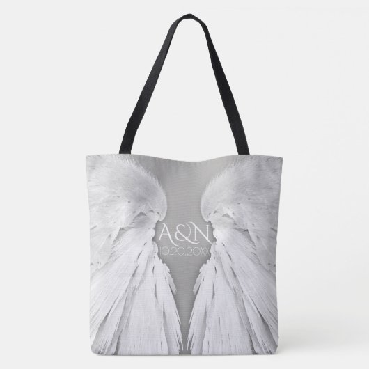 Tote Bag AILES ANGEL Initiales Mariages Élégant gris (Dos)
