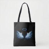 Tote Bag Ailes d'angle brillant bleu sur arrière - plan noi (Devant)