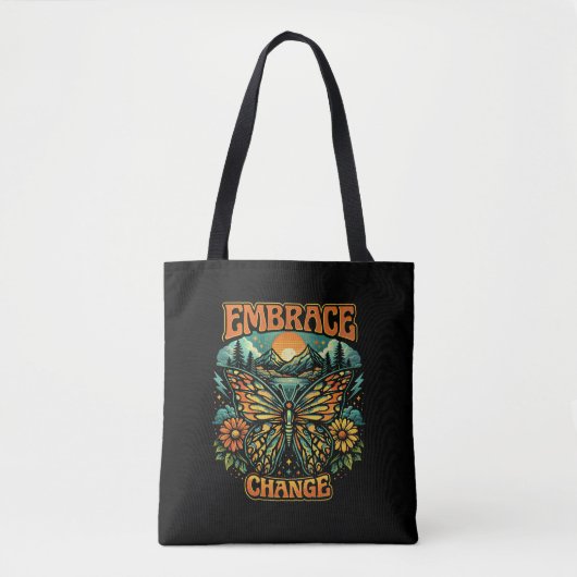 Tote Bag Ailes de papillon rétro boho de la paix (Devant)