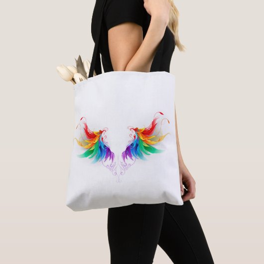 Tote Bag Ailes fluffy arc-en-ciel (De près)