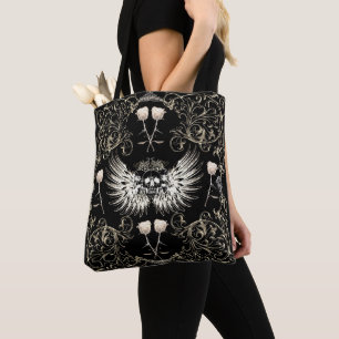Tote Bag Ailes Romance gothiques victoriennes de crâne et