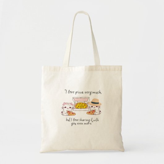 TOTE BAG AIME BEAUCOUP LA PIZZA, LES CHATS (Devant)
