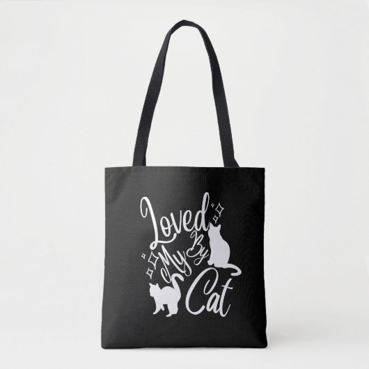 Tote Bag Aimé par mon chat en blanc (Devant)