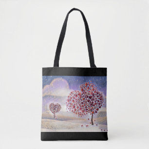 Tote Bag Aimer l'arbre avec les coeurs Aquarelle