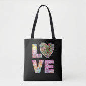 Tote Bag Aimer le mot empilé (Devant)