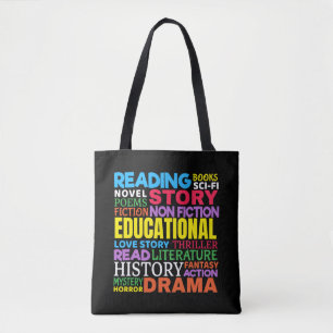 Tote Bag Aimer lire des livres - Genre Word Art