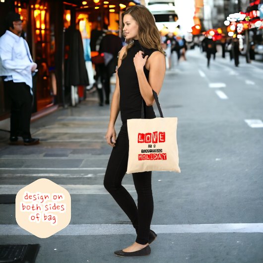 Tote Bag Aimer Toute L'Année Vacances Rouge Typographie Noi