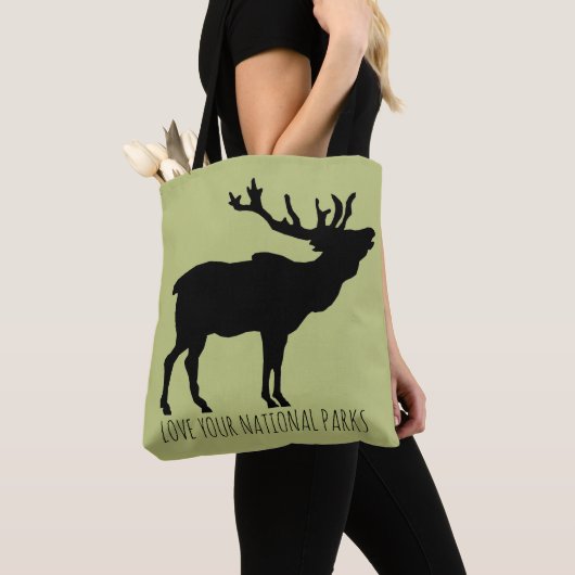 Tote Bag Aimez vos parcs nationaux Elk (De près)
