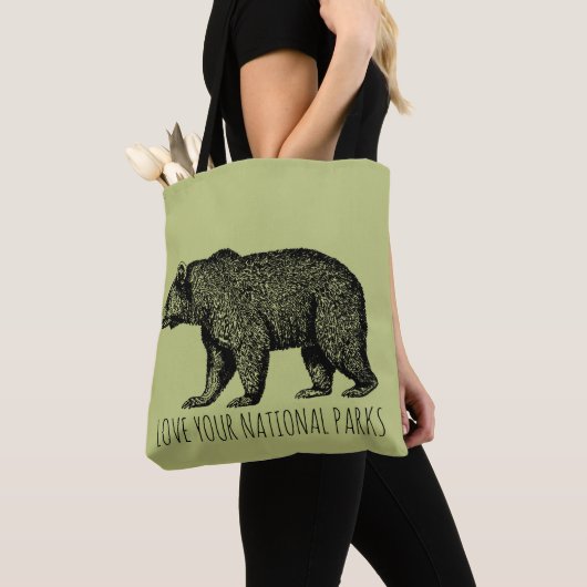 Tote Bag Aimez vos parcs nationaux Ours (De près)