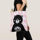 Tote Bag Aimez-vous Béatir beaucoup entendre Ours Rose Fill (De près)