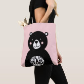 Tote Bag Aimez-vous Béatir beaucoup entendre Ours Rose Fill (De près)