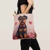 Tote Bag Airedale avec des roses - Saint-Valentin (De près)
