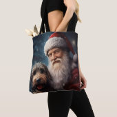 Tote Bag Airedale avec Noël Festif du Père Noël (De près)