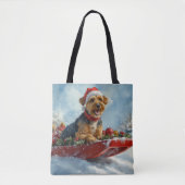 Tote Bag Airedale Chien dans la boue Laisser neiger Noël (Devant)