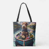 Tote Bag Airedale Dog on a Paddle : Une aventure Pittoresqu (Dos)