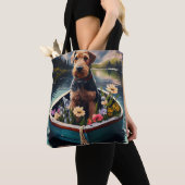 Tote Bag Airedale Dog on a Paddle : Une aventure Pittoresqu (De près)