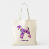 Tote Bag Airedale Terrier Chien Violet Silhouette 2 Côté (Dos)