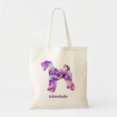 Tote Bag Airedale Terrier Chien Violet Silhouette 2 Côté (Devant)