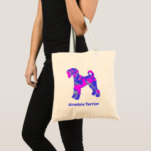 Tote Bag Airedale Terrier Dog Hot Rose & Blue